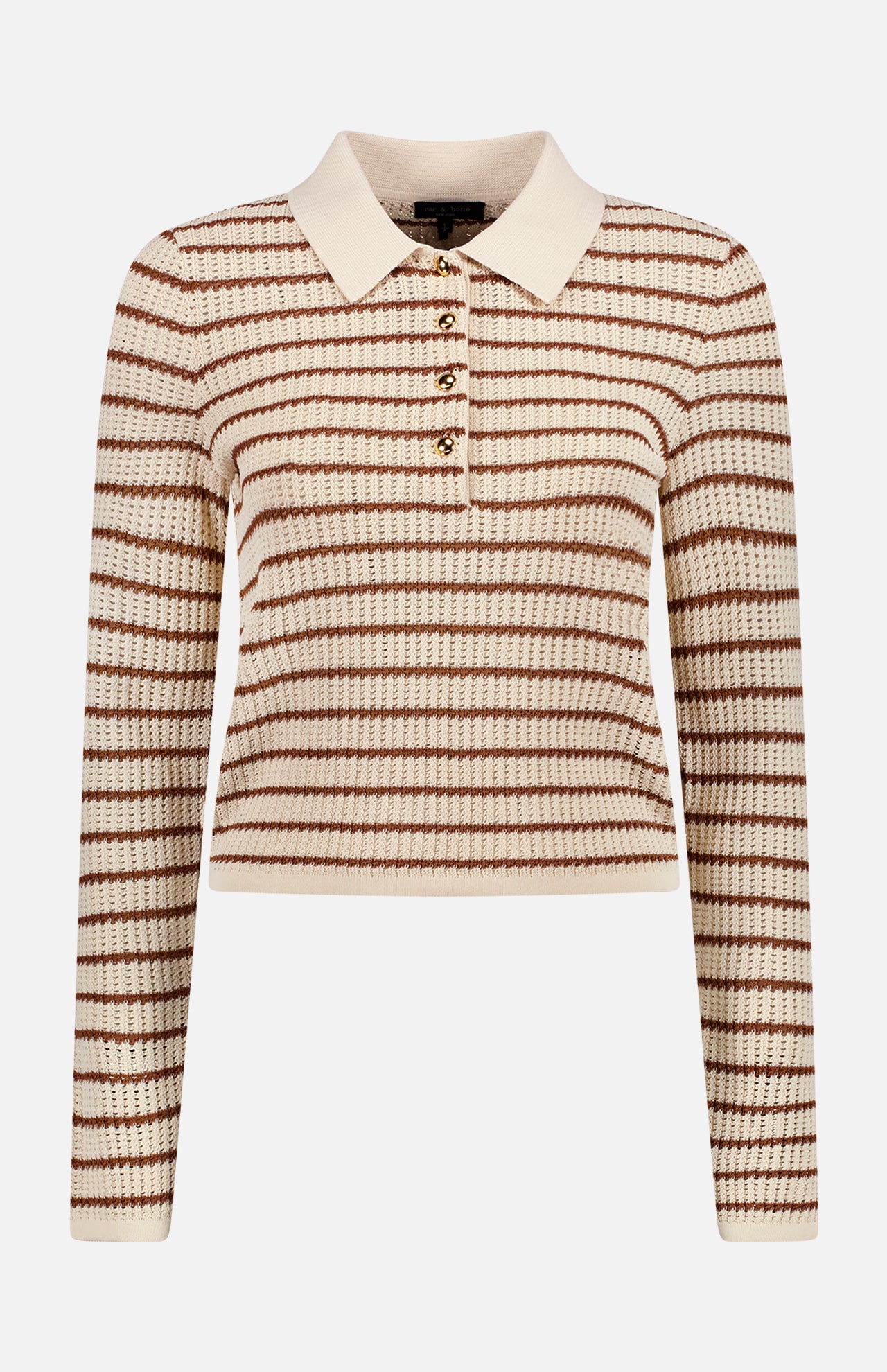 Viola Stripe Long Sleeve Polo Shirt (14633923772779)