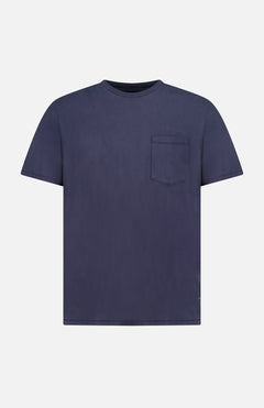The RAG & BONE Garment Dye Classic Pocket T-shirt is a navy, short-sleeve tee with a round neck and left chest pocket—an ideal men's casual staple for everyday comfort.