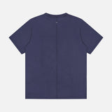 The RAG & BONE Garment Dye Classic Pocket T-shirt, shown from the back in plain navy cotton with a subtle center seam, is a men's casual style displayed on a white background.