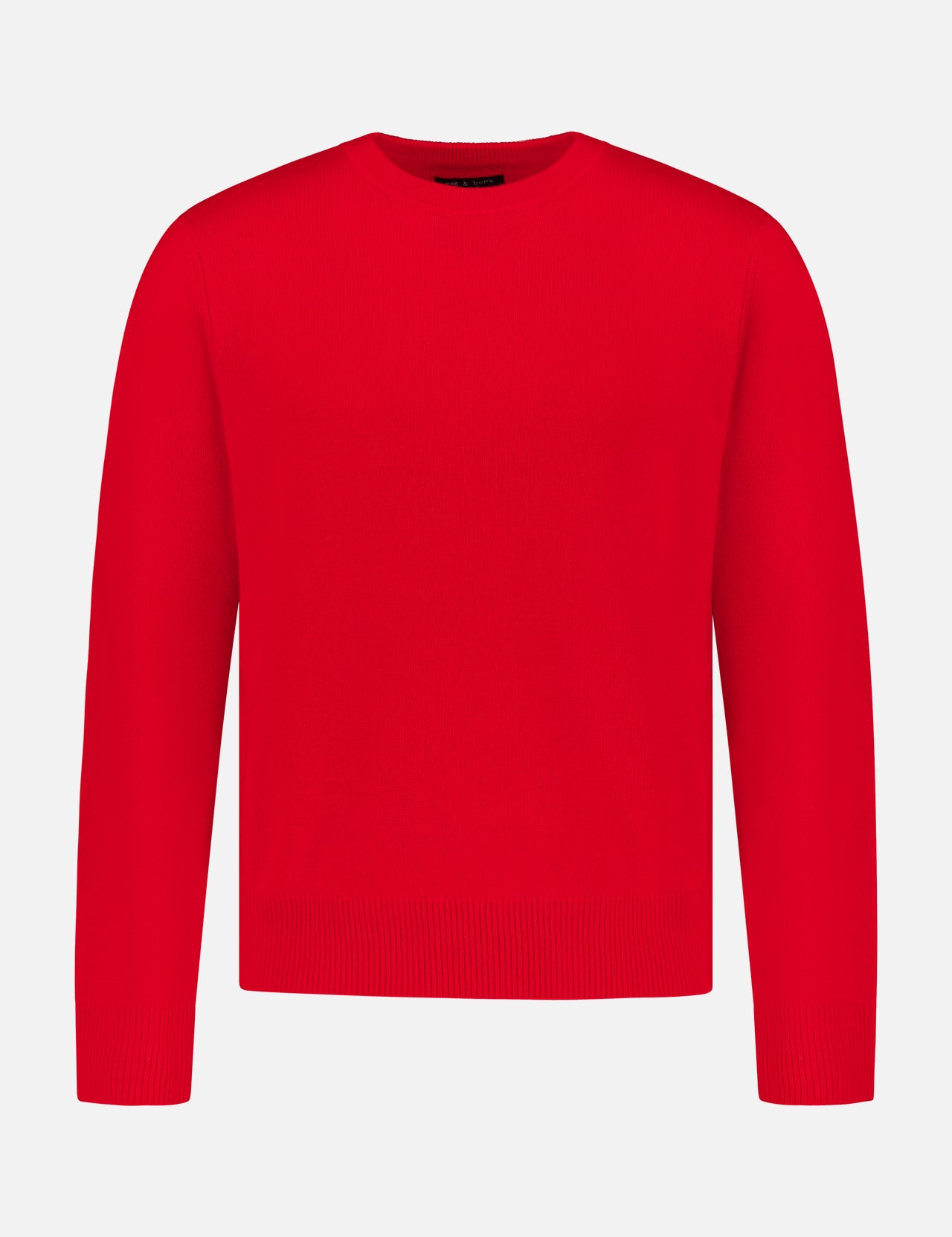 The Vernon Cashmere Crewneck Sweater by RAG & BONE features a bright red color, long sleeves, and a classic crew neckline, shown on a white background.