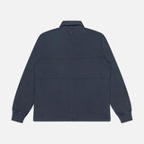 The RAG & BONE Washed Rugby Long Sleeve Polo Shirt in navy blue cotton is shown from the back, featuring a straight hem, flat collar, and buttoned cuffs against a plain white background.