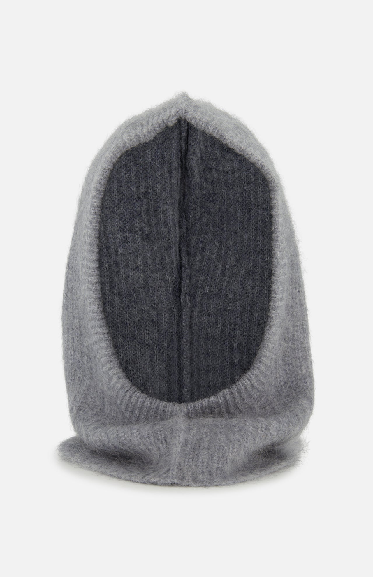 Rag & Bone Jada Brushed Cashmere Balaclava in light grey with a dark grey inner lining.