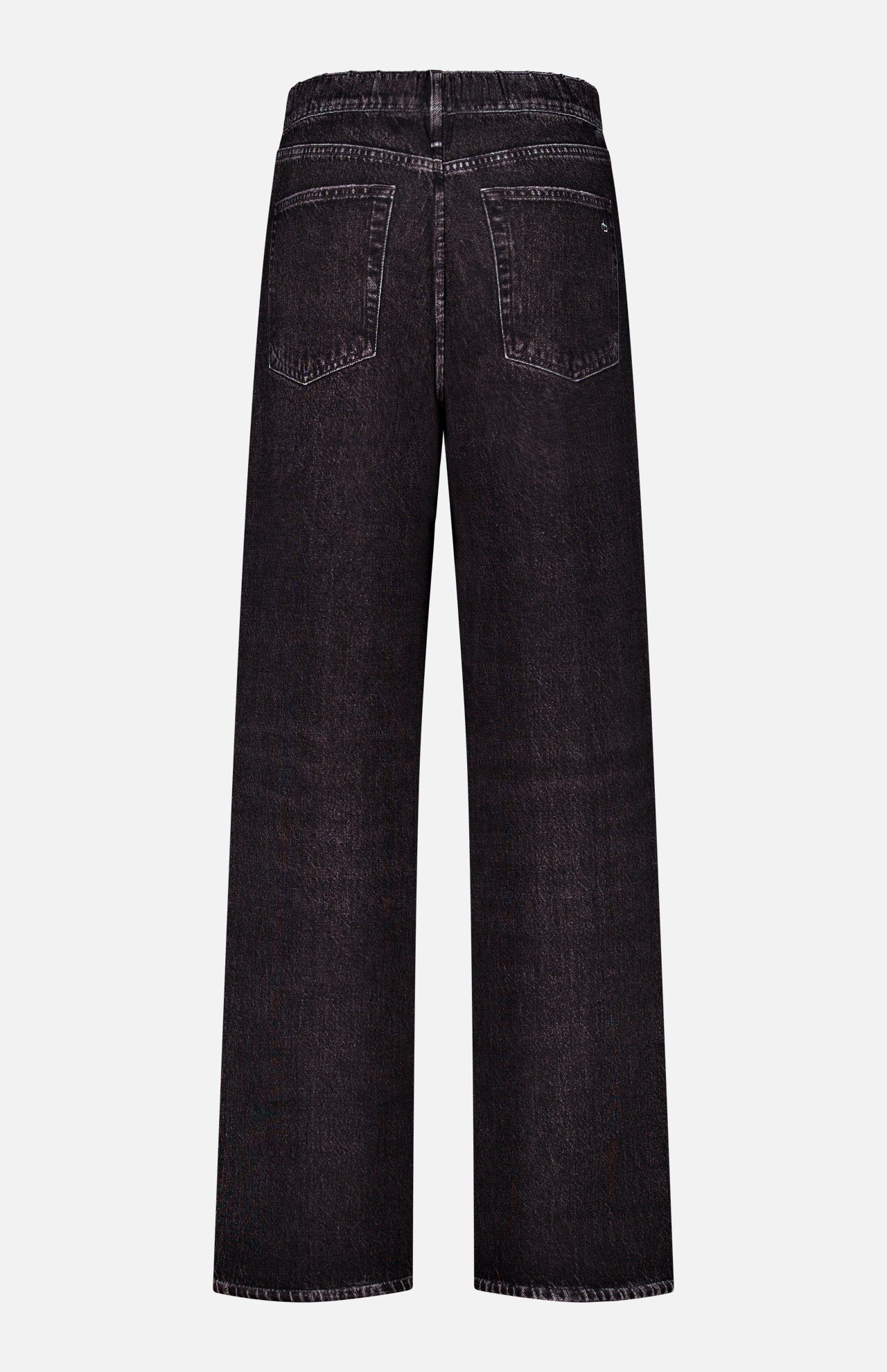 Back view of Miramar Mallow Wide Leg Pull On Pant in Belmont by RAG & BONE, featuring a wide-leg silhouette, elastic waistband, and two back pockets on a plain white background.