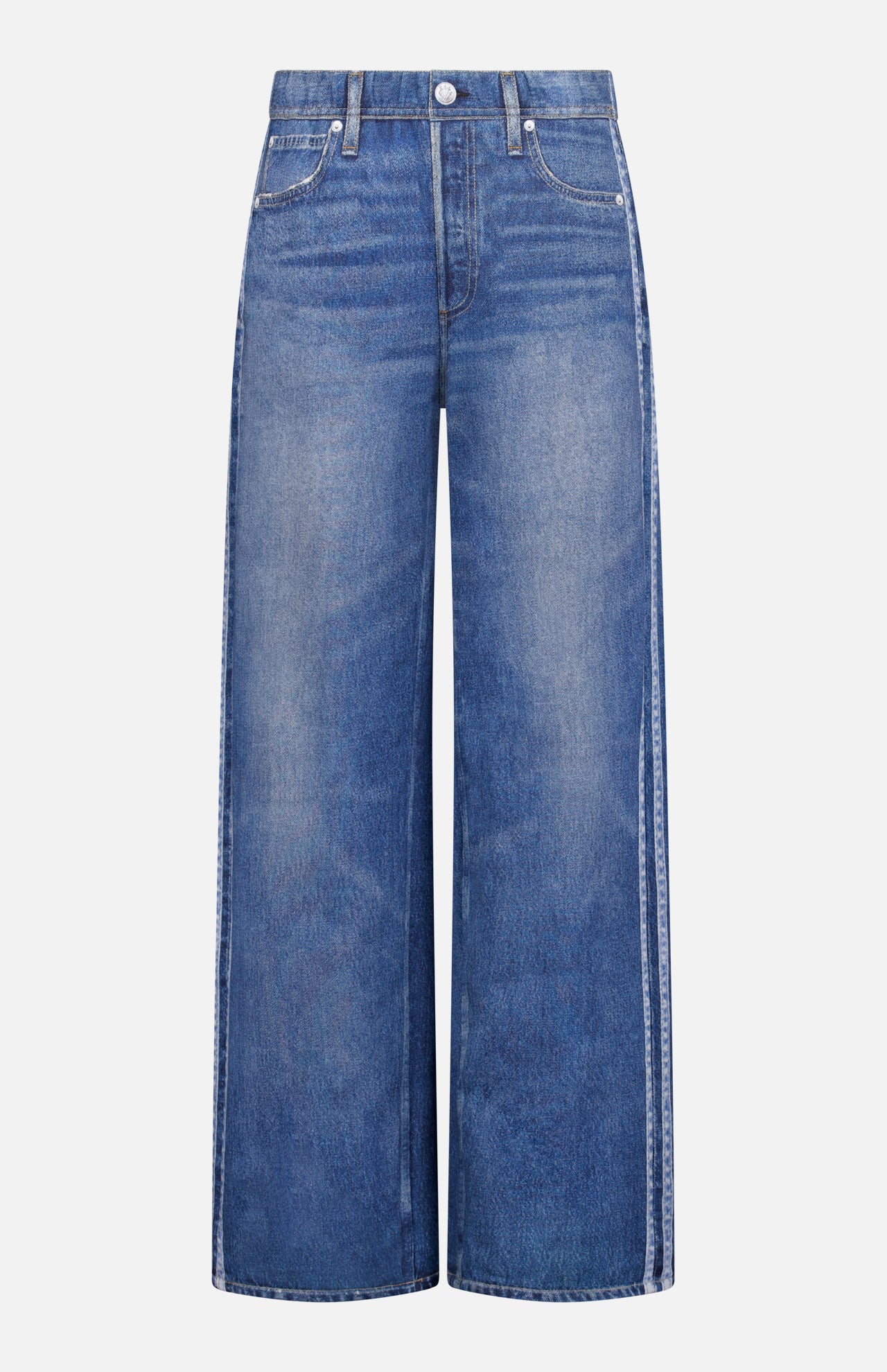 The Miramar Terry Track Pull On Pant in Carst by RAG & BONE features a high waist, wide-leg silhouette, classic five-pocket style, and authentic look using the Miramar technique, shown against a plain white background.