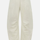 Back view of RAG & BONE Stevie Utility Tapered Pant: loose-fitting, high-waisted in light tan, featuring utility-inspired style with visible stitching and pocket details.