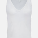 The Knit V-Neck Tank Top by RAG & BONE is a plain white sleeveless knit top with a classic V-neck, shown against a simple white background.