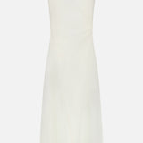 The Ultra Featherweight Lisbon Dress by RAG & BONE is a sleeveless ivory midi shown from the back, featuring a subtle keyhole neckline closure and diagonal seam details for an elegant, minimalist summer look.