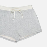 RAG & BONE Vintage Terry Mix Media Sweatshort in light grey features a white elastic waistband and drawstring, making it ideal for daily wear or travel. Shown against a plain white background.