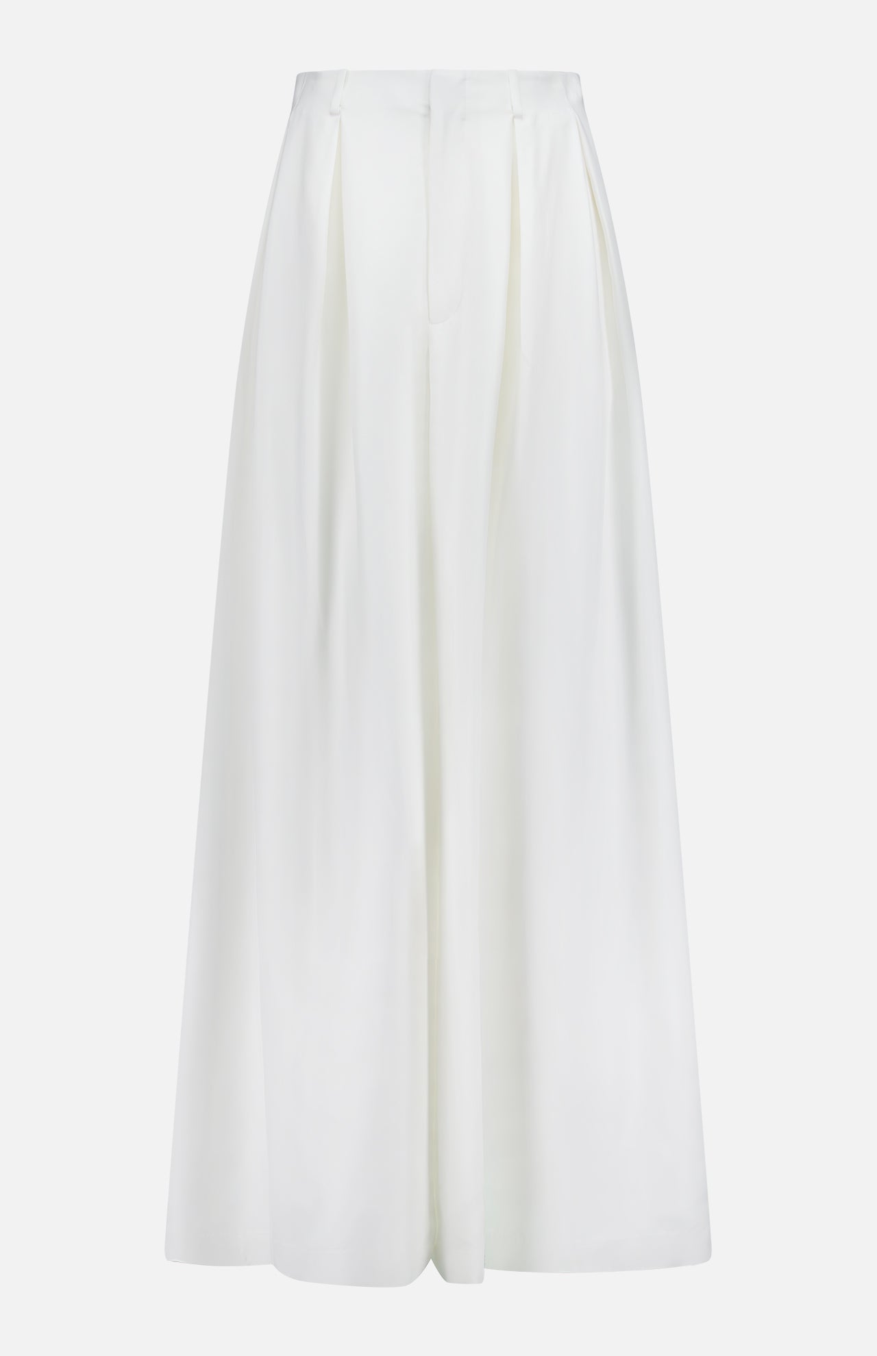 The Greer Pleated Viscose Trouser Pants by RALPH LAUREN COLLECTION feature a high-rise, wide-leg silhouette with waist pleats and a front zipper, shown against a plain white background.