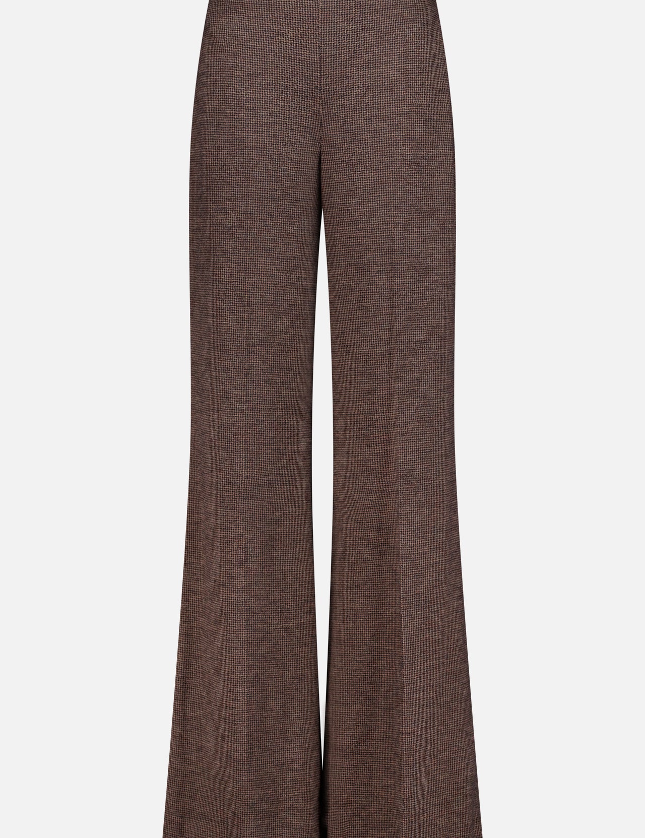 The Isaiah Flat Front Trouser Pant by RALPH LAUREN COLLECTION features brown high-waisted, wide-leg wool with subtle vertical pinstripes, expertly crafted in Italy and displayed against a plain white background.