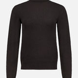The RALPH LAUREN COLLECTION Cashmere Turtleneck Long Sleeve Sweater is a plain black Italian-made piece, featuring ribbed cuffs, hem, and collar, and is shown on a white background.