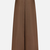 The Greer Full Length Pleated Pant by RALPH LAUREN COLLECTION features a high-rise wide-leg design in lightweight brown linen, displayed against a plain white background.