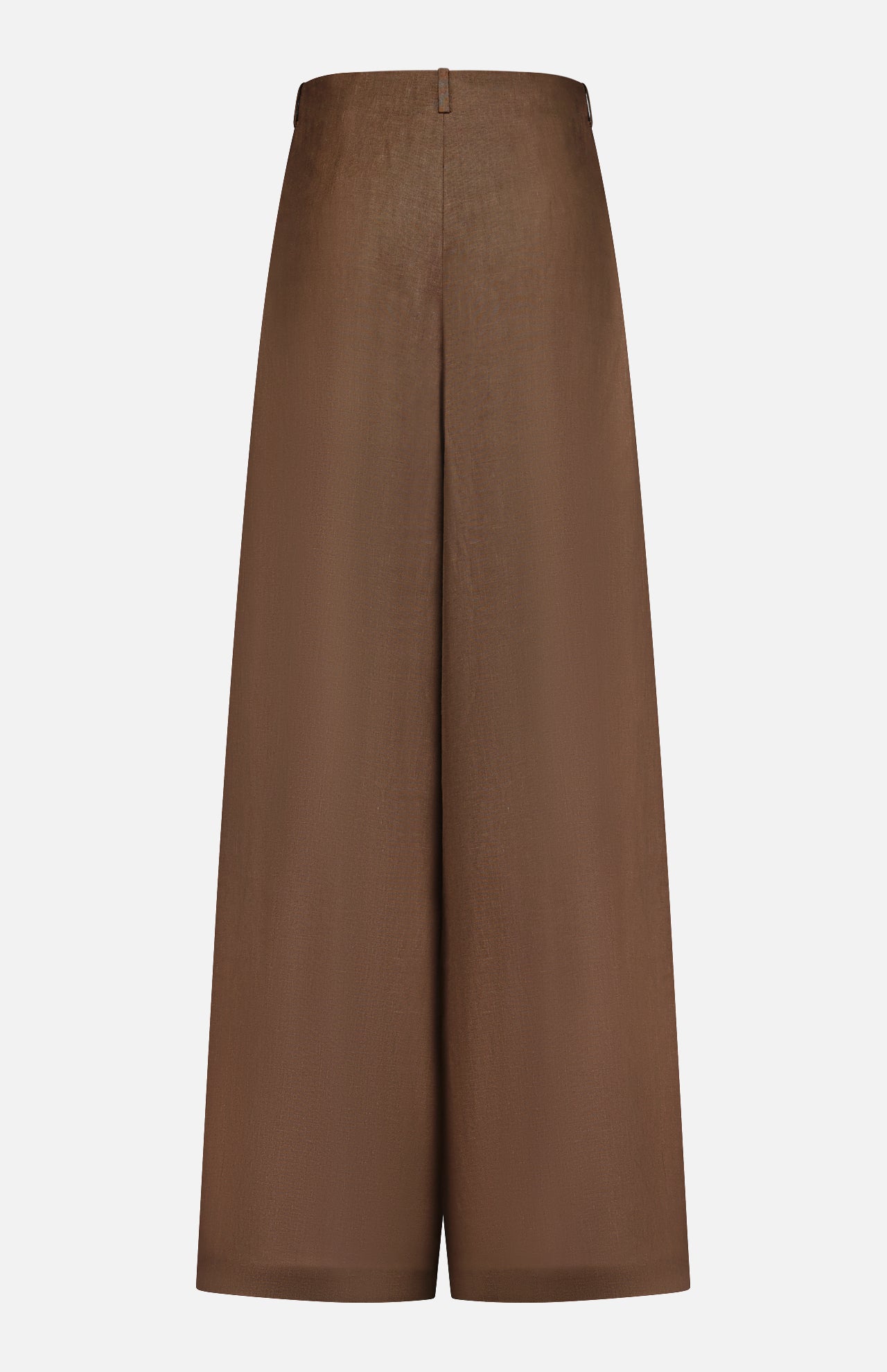 The Greer Full Length Pleated Pant by RALPH LAUREN COLLECTION features a high-rise wide-leg design in lightweight brown linen, displayed against a plain white background.