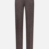 A pair of Jersey Knit Standard Straight Pants by RALPH LAUREN COLLECTION, featuring a straight-leg, high-waisted design in brown with a subtle textured pattern that highlights the refined silhouette of Italian-tailored pants, displayed against a plain white background.