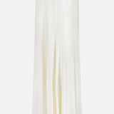 The Masina Lux Satin Maxi Skirt by RALPH LAUREN COLLECTION is a long, off-white, Italian-made skirt with a high waist, smooth satin finish, and slight hem flare, shown on a plain white background.
