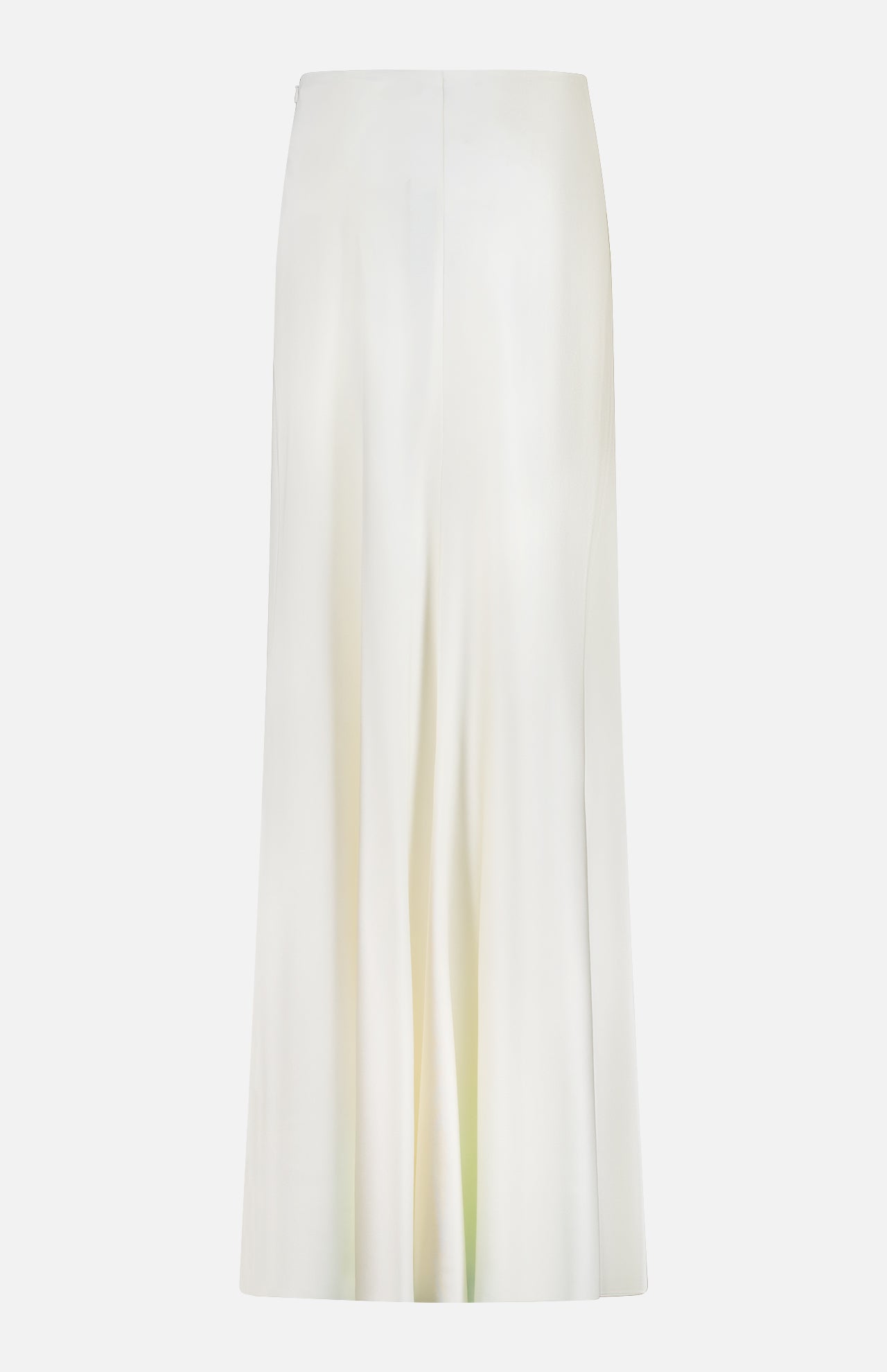 The Masina Lux Satin Maxi Skirt by RALPH LAUREN COLLECTION is a long, off-white, Italian-made skirt with a high waist, smooth satin finish, and slight hem flare, shown on a plain white background.