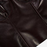 Dark brown Ralph Lauren Collection Plonge Leather Strapless Bandeau Top featuring corset-style seaming.