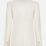 The Preston Herringbone Tweed Blazer by RALPH LAUREN COLLECTION is shown from the back, featuring long sleeves, a tailored fit, button cuffs, and subtle seam lines.