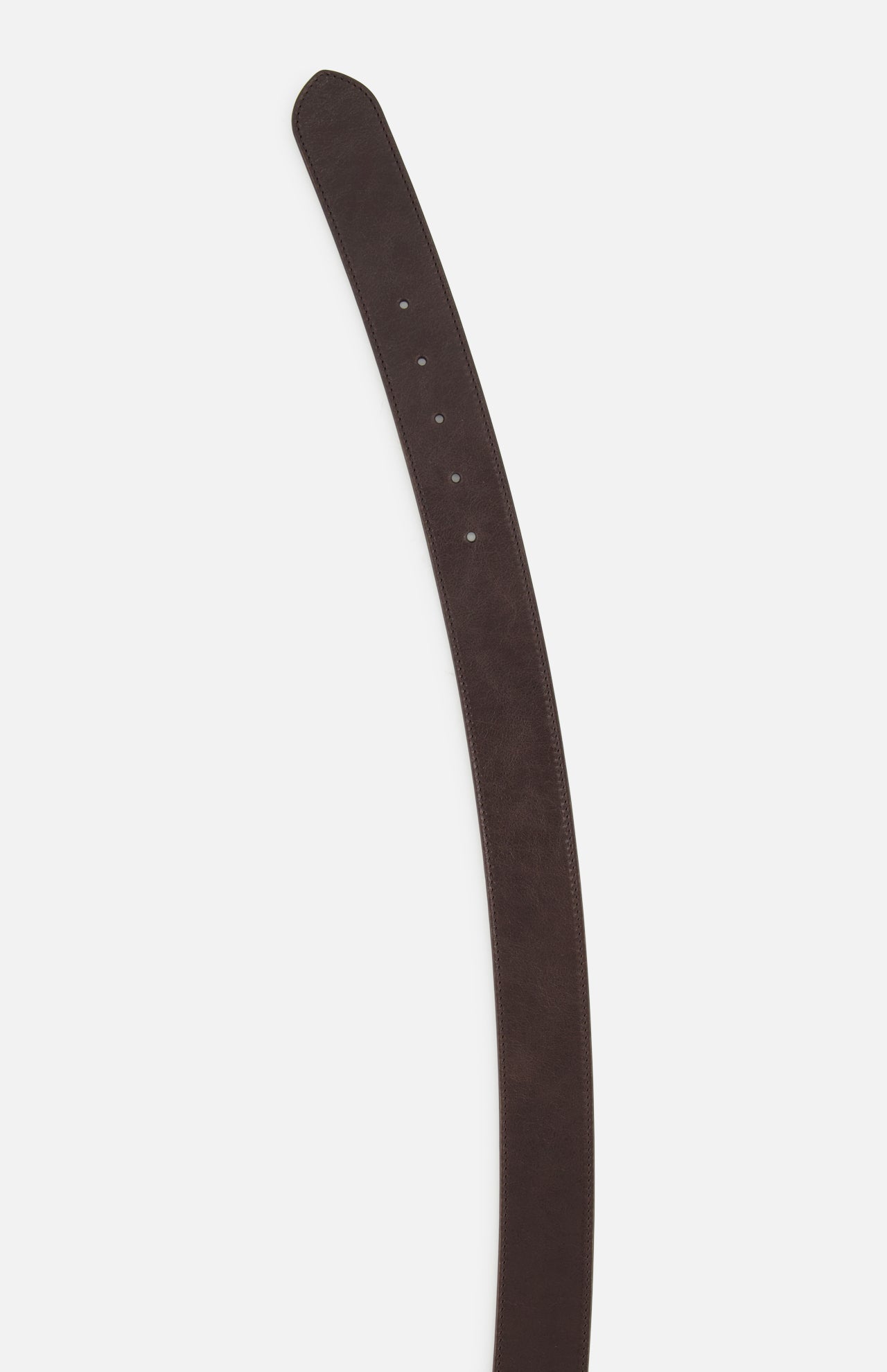 A close-up of the Washed Calfskin Belt by RALPH LAUREN COLLECTION, featuring multiple adjustment holes, displayed on a plain white background.