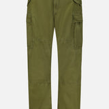 Ralph Lauren Polo Lightweight Rustic Canvas Cargo Pant in olive green, featuring a vintage look, two side pockets, button-flap back pockets, and drawstring hems.