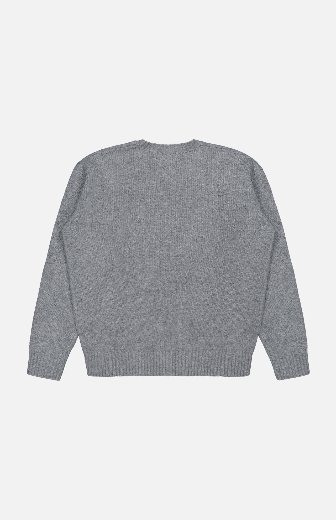 The Novelty Heritage Bear Crewneck Sweater by RALPH LAUREN POLO is laid flat with the back side visible. Featuring long sleeves, a crew neckline, and ribbed cuffs and hem, the sweater is displayed against a white background.