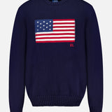 Roving Cotton USA Flag Crewneck Sweater