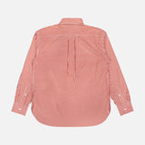 The Cotton Poplin Long Sleeve Blouse by RALPH LAUREN POLO, shown from the back on a white background, features a relaxed fit with long sleeves, button-up styling, and red and white vertical stripes in cotton fabric.