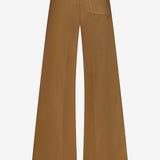 RALPH LAUREN POLO Cotton Twill Flare Pants shown from the back, featuring a high-rise fit, a single right back pocket, and belt loops along the structured, smooth waistband.