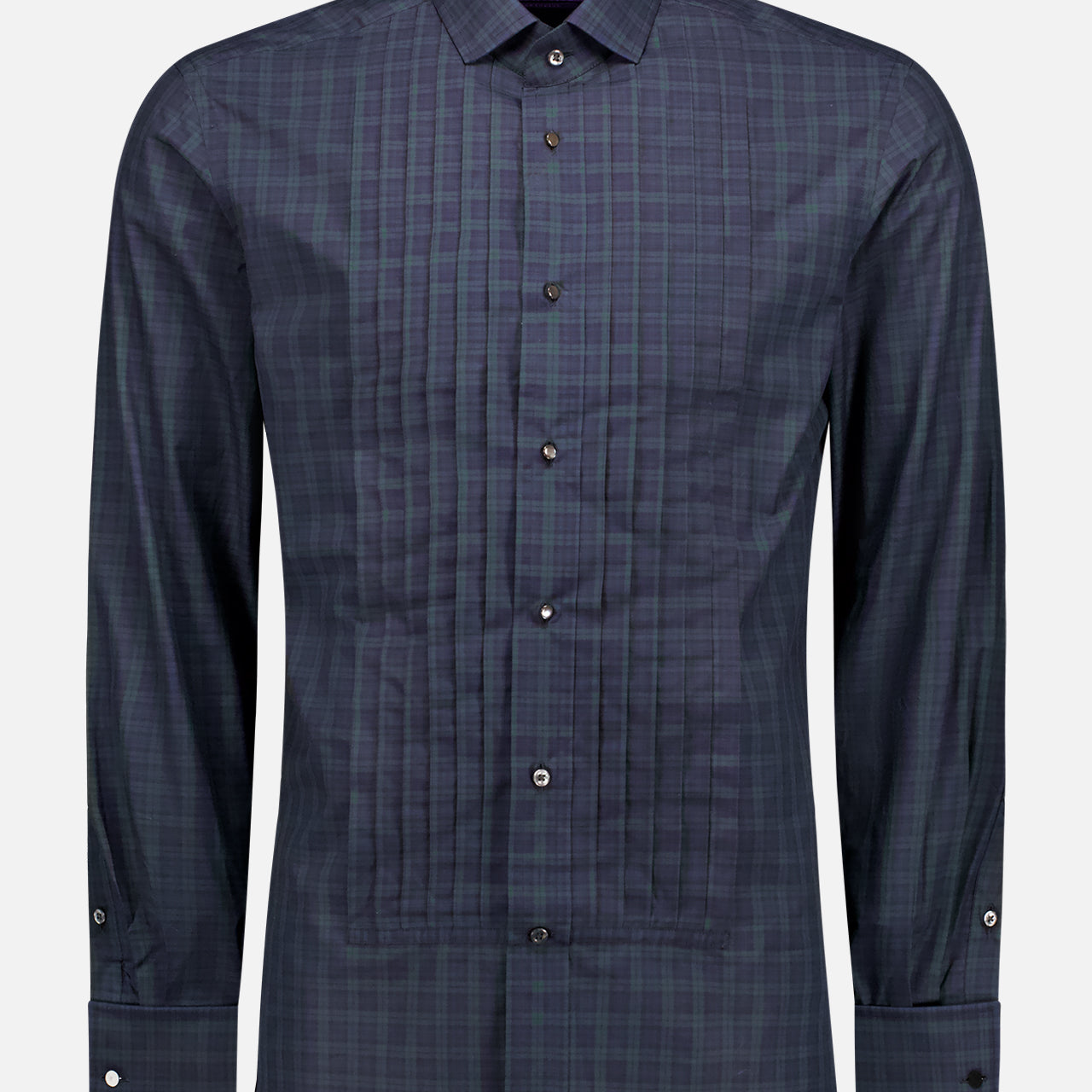 Cotton Poplin Tartan Long Sleeve Dress Shirt (7733400174707)