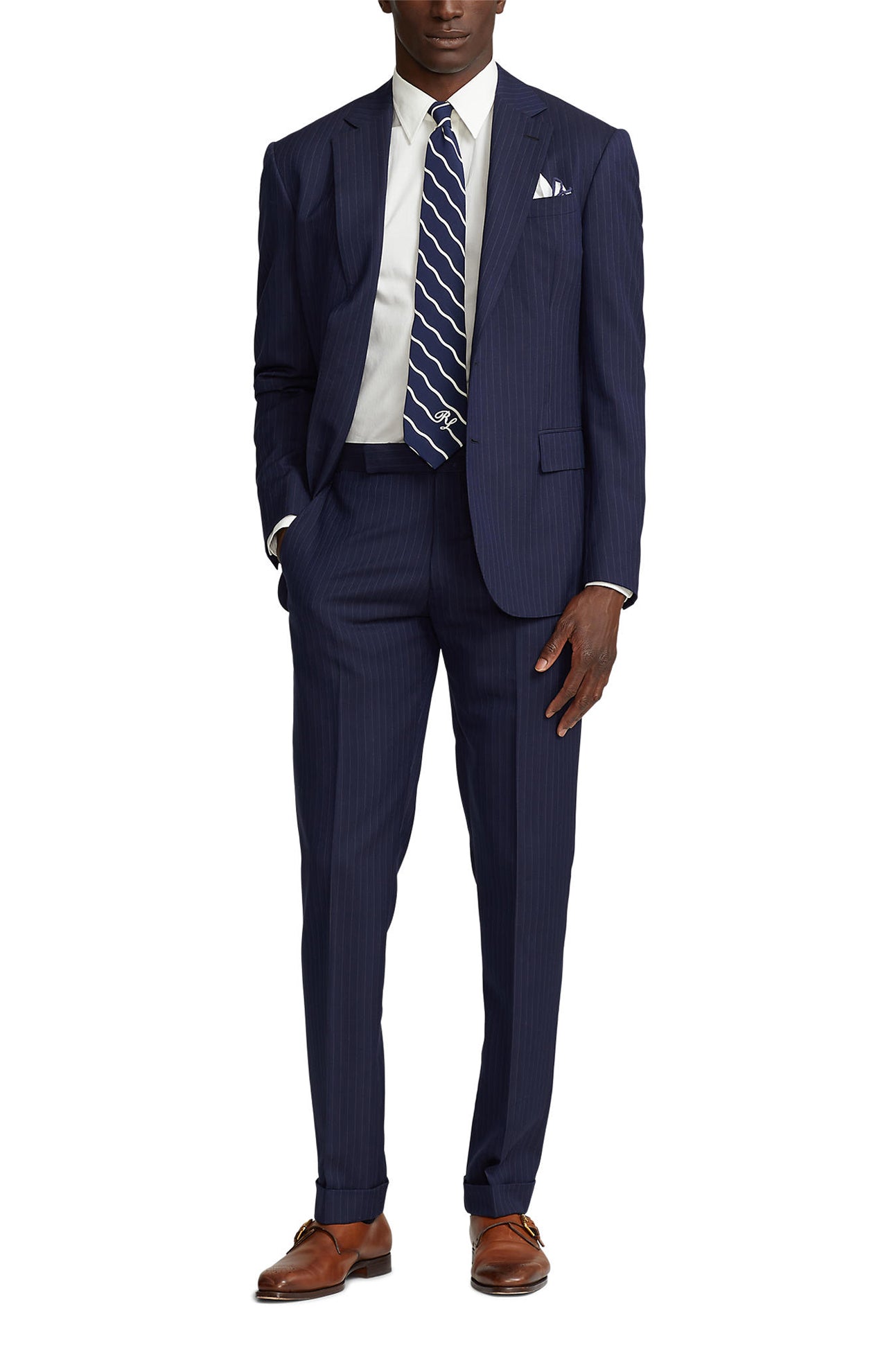 Ralph lauren navy pinstripe suit best sale
