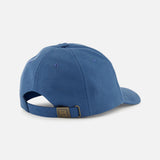 A dark blue Cotton Twill Crown Hat from RALPH LAUREN PURPLE LABEL, viewed from the back, features an adjustable strap with a brass-colored buckle. Expertly crafted, this cap exemplifies timeless style and quality through meticulous attention to detail.