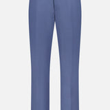 The Silk Linen Trouser by Ralph Lauren Purple Label features a tailored, straight-leg design with a waistband, belt loops, and a front zipper closure, displayed on a plain white background.