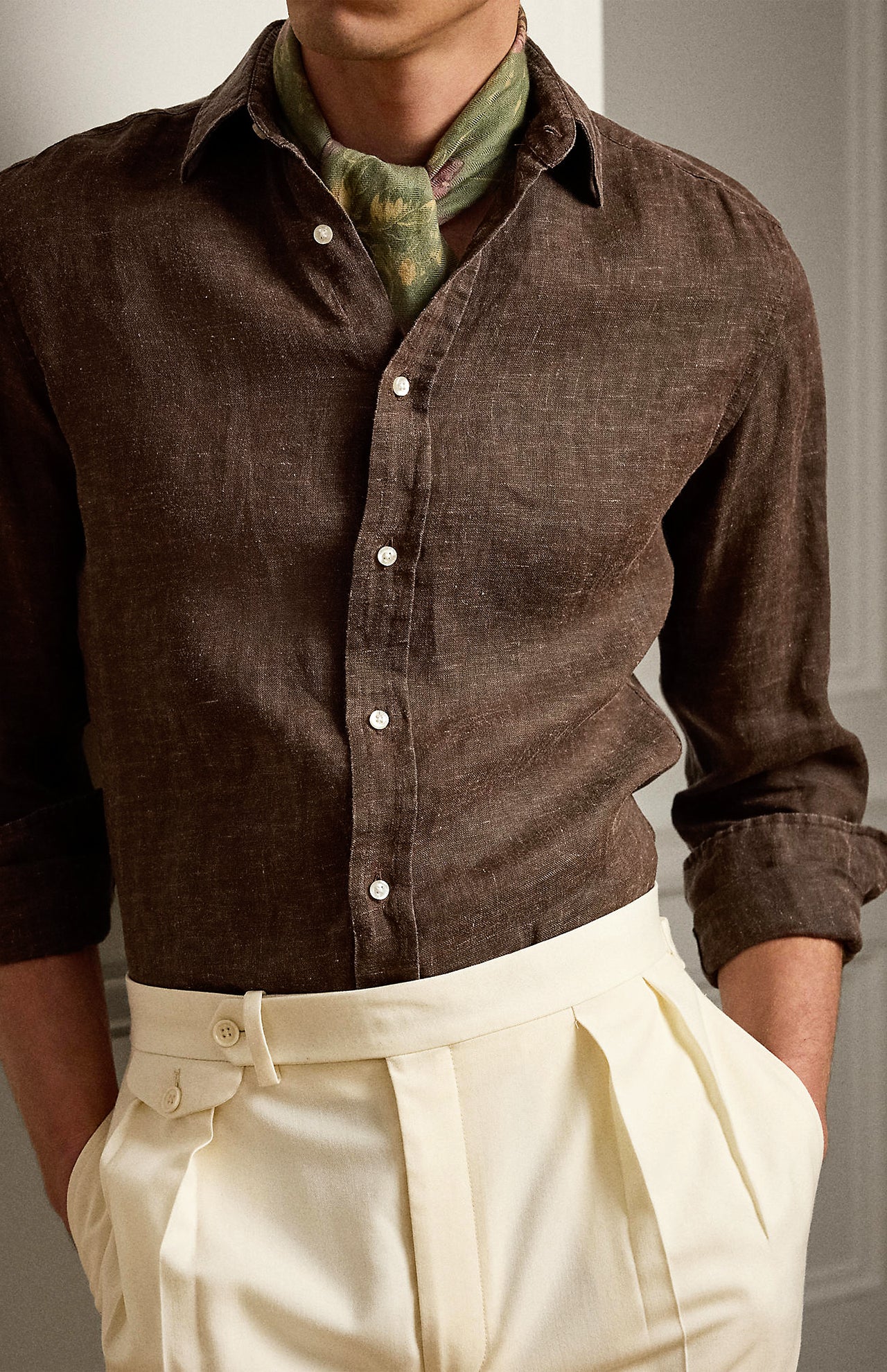 Textured Linen Long Sleeve Sport Shirt (14620488171883)