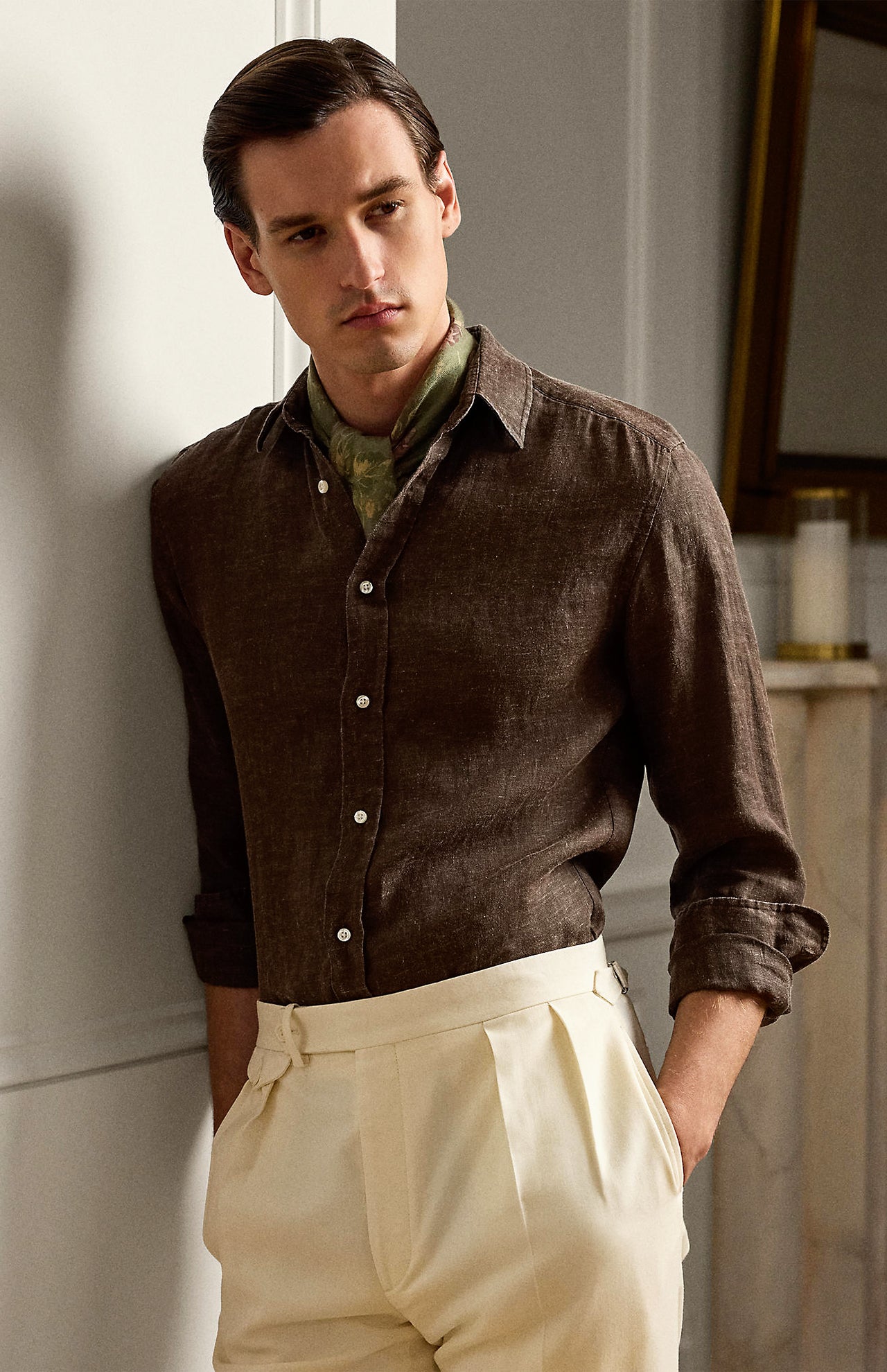 Textured Linen Long Sleeve Sport Shirt (14620488171883)