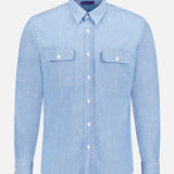 Washed Chambray Long Sleeve Sport Shirt