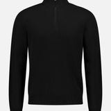 Wool Double Pique Polo Long Sleeve Pullover