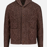 Cableknit Shawl Collar Cardigan Sweater