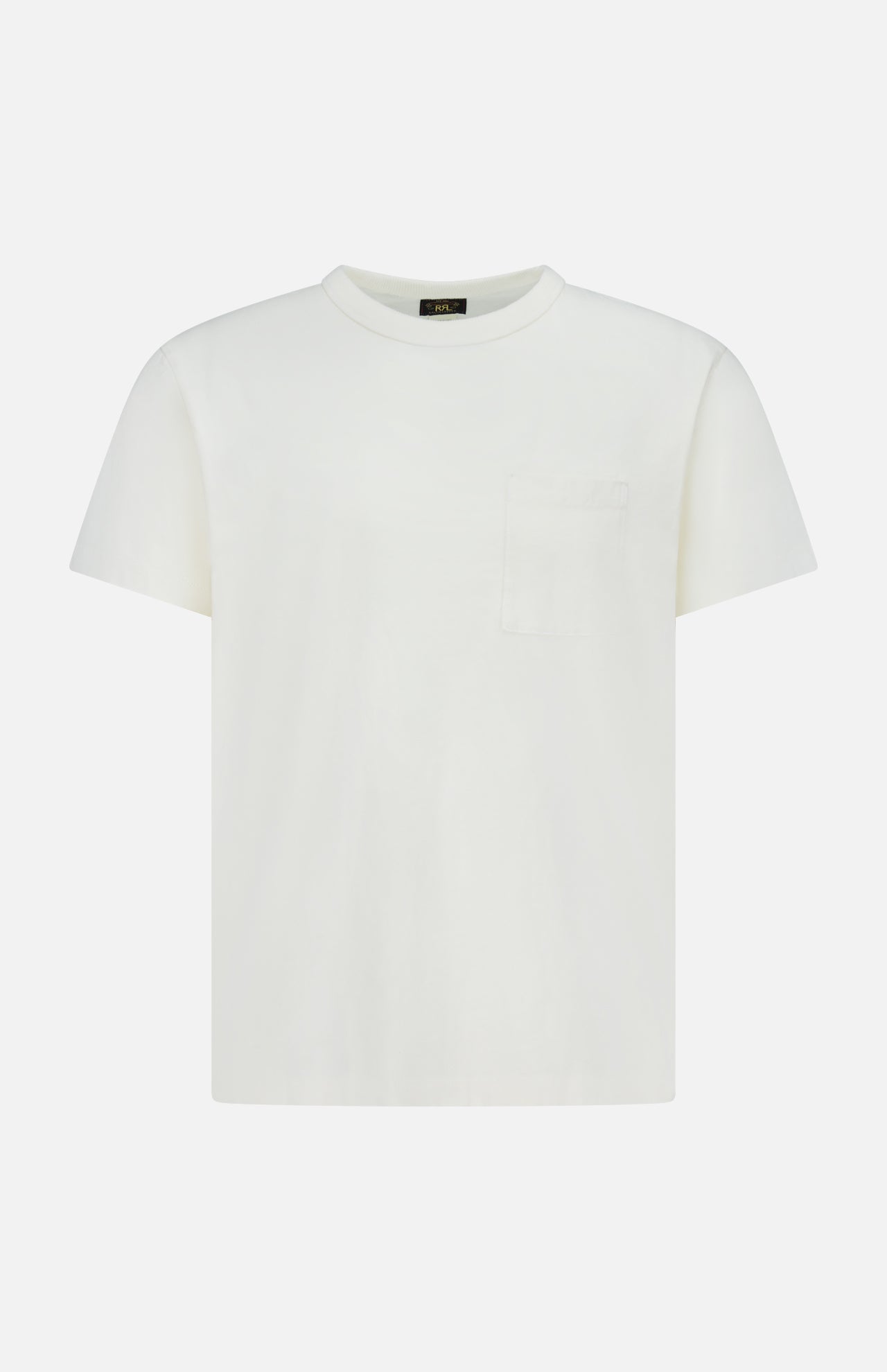 The RALPH LAUREN RRL Cotton Jersey Knit Pocket T-Shirt (2 Pack) features classic white short sleeves, a round neckline, and a small left chest pocket, inspired by vintage tees and shown on a white background.