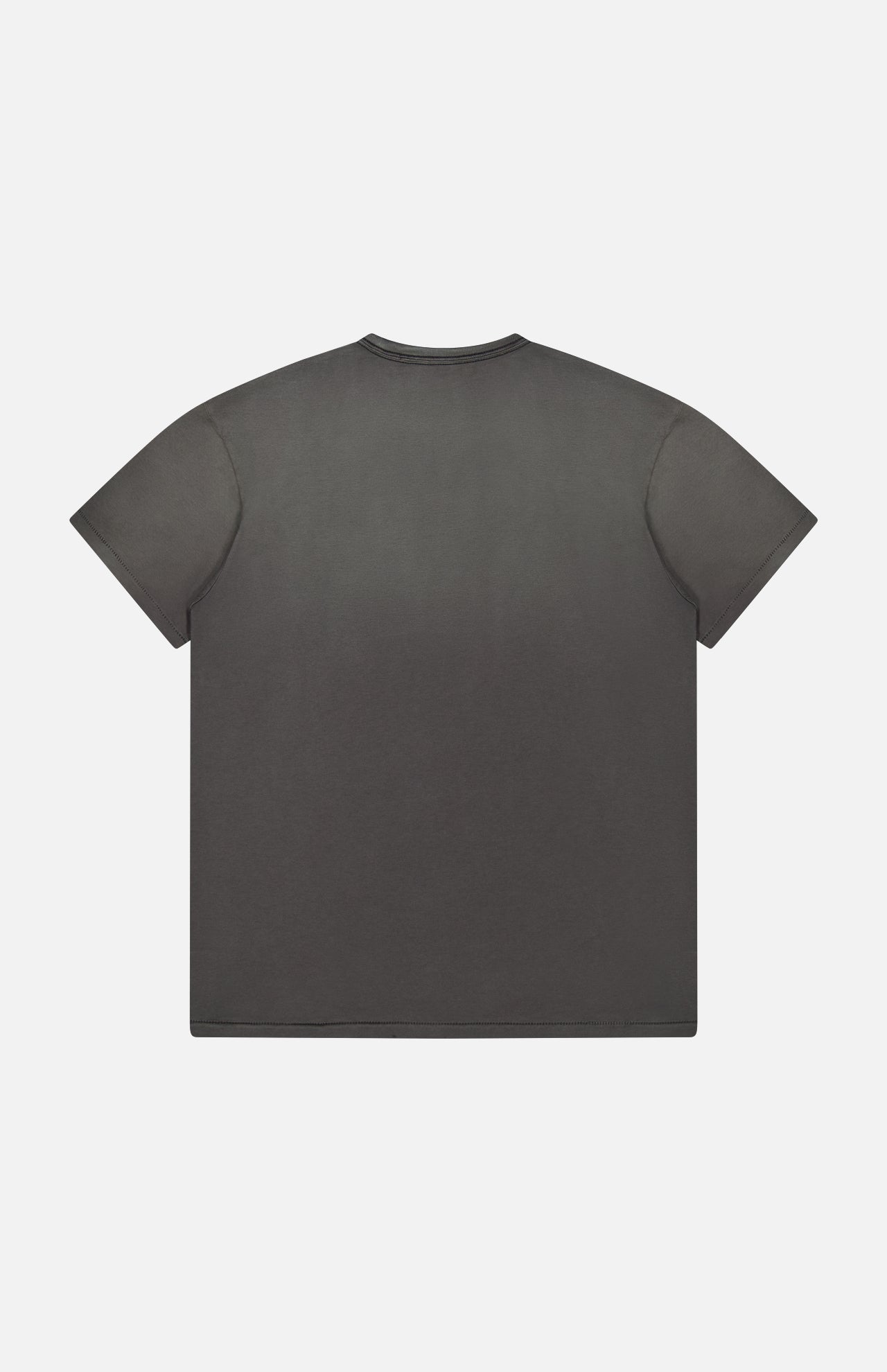 A RALPH LAUREN RRL Jersey Cotton Graphic Short Sleeve T-Shirt, featuring a subtle vintage effect, is displayed laid flat with the back side facing up against a white background.