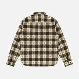 The Spade Wool Long Sleeve Sportshirt by RALPH LAUREN RRL features a beige and brown plaid pattern in soft brushed cotton twill, with subtle diagonal line details on some squares, shown from the back.