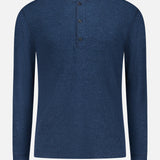 Waffle Knit Long Sleeve Henley T-Shirt (14702943142251)