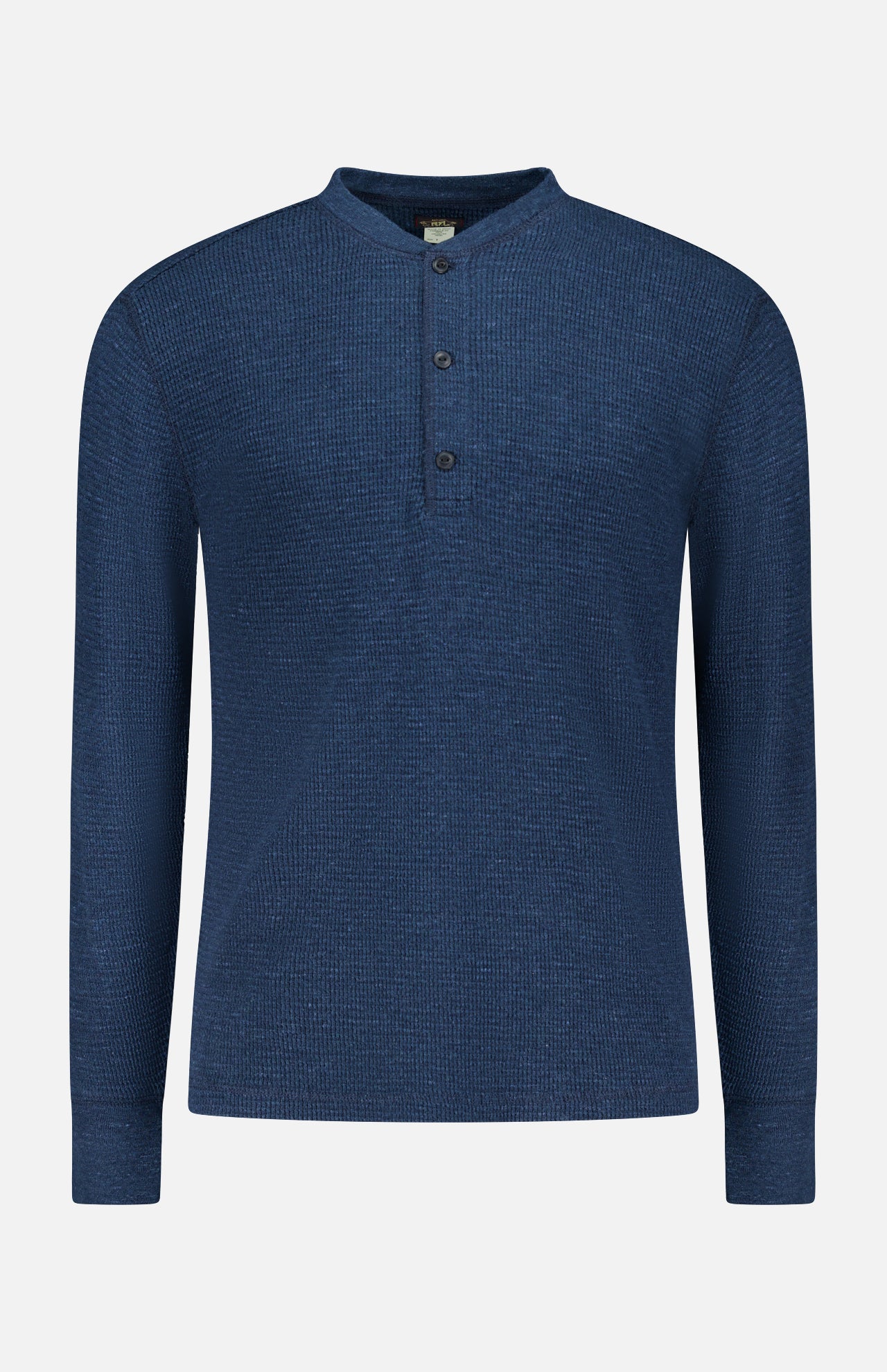 Waffle Knit Long Sleeve Henley T-Shirt (14702943142251)