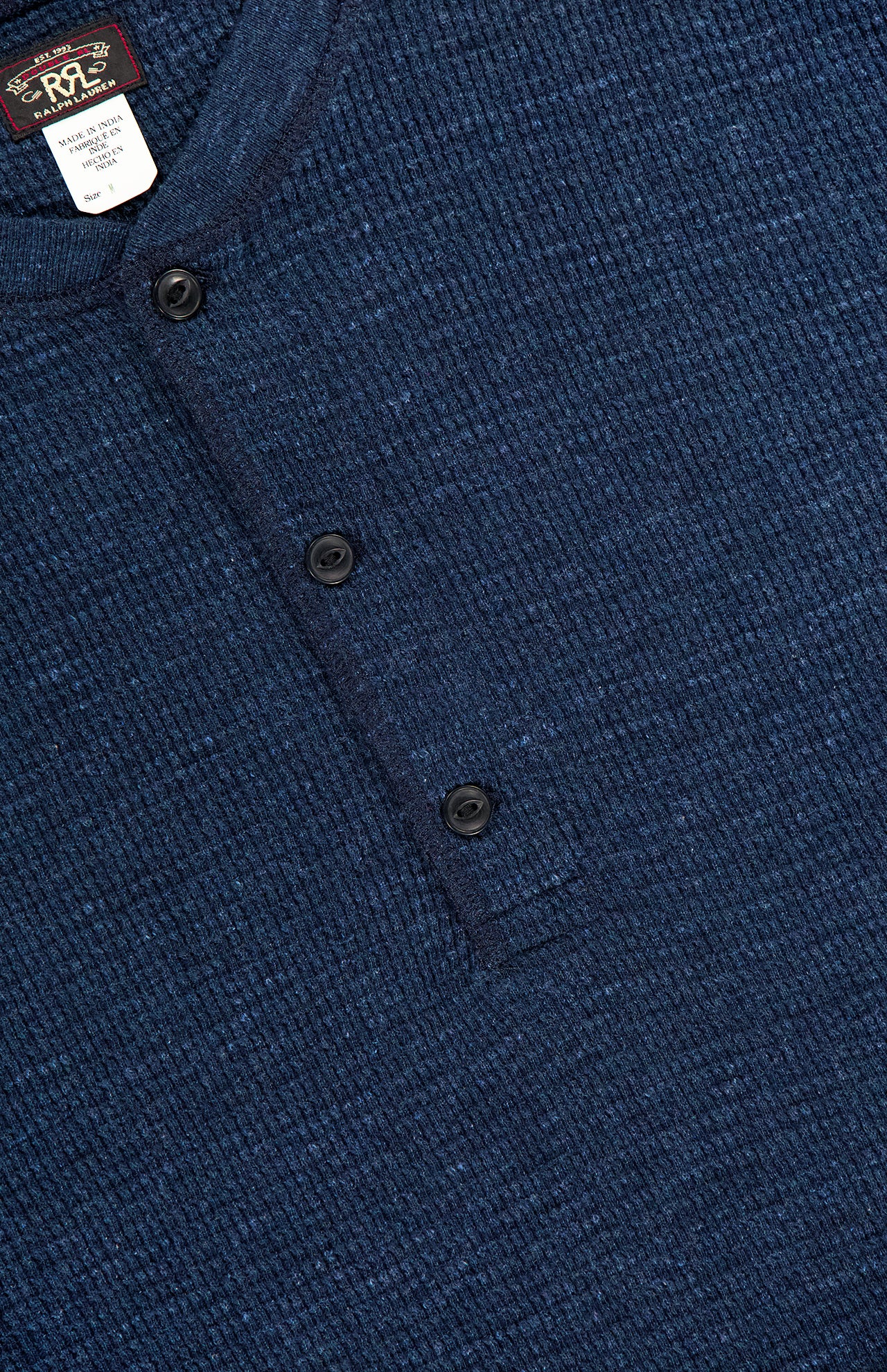 Waffle Knit Long Sleeve Henley T-Shirt (14702943142251)