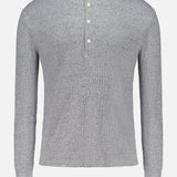 Waffle Knit Long Sleeve Henley T-Shirt (14702943109483)