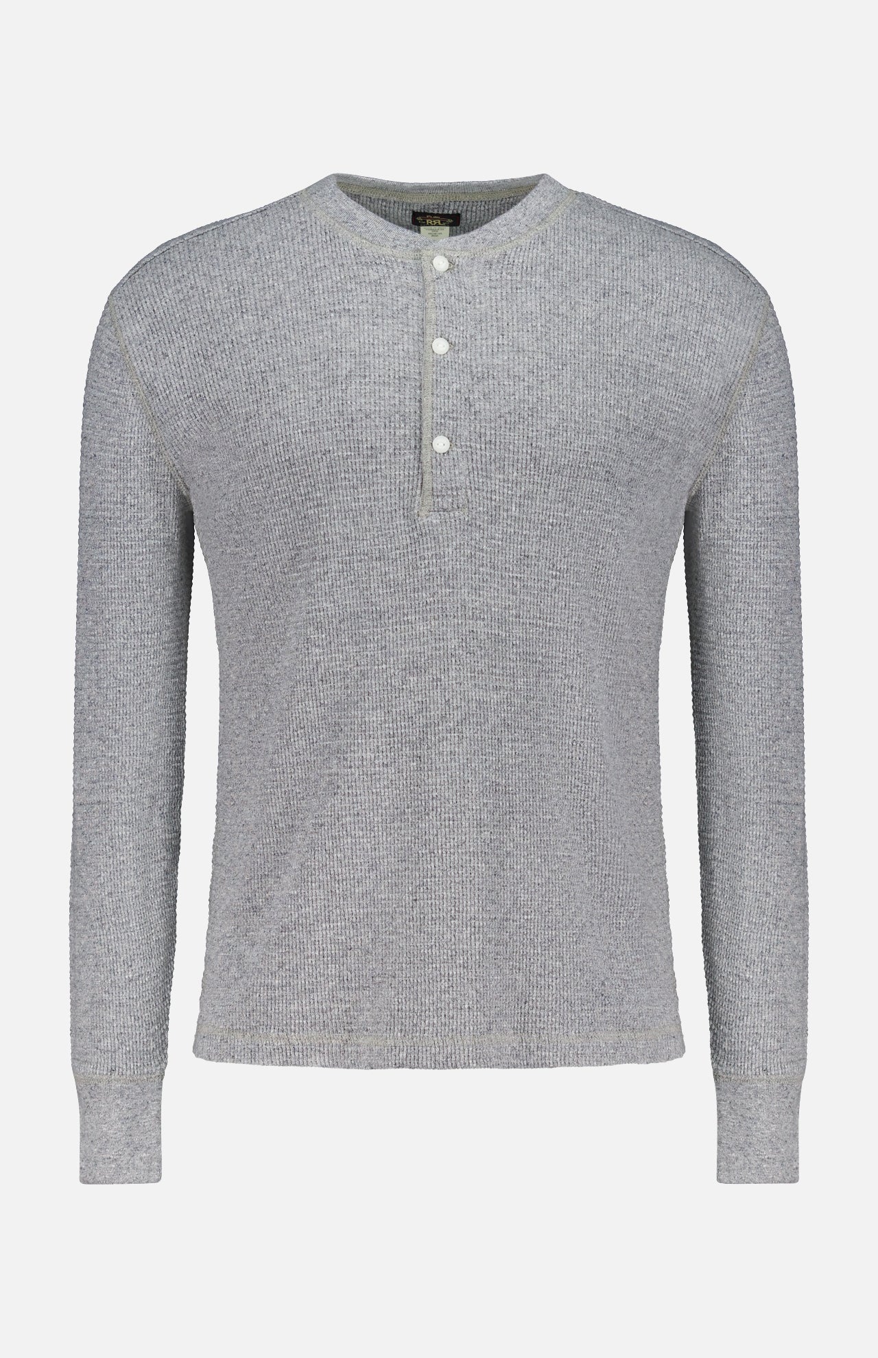 Waffle Knit Long Sleeve Henley T-Shirt (14702943109483)