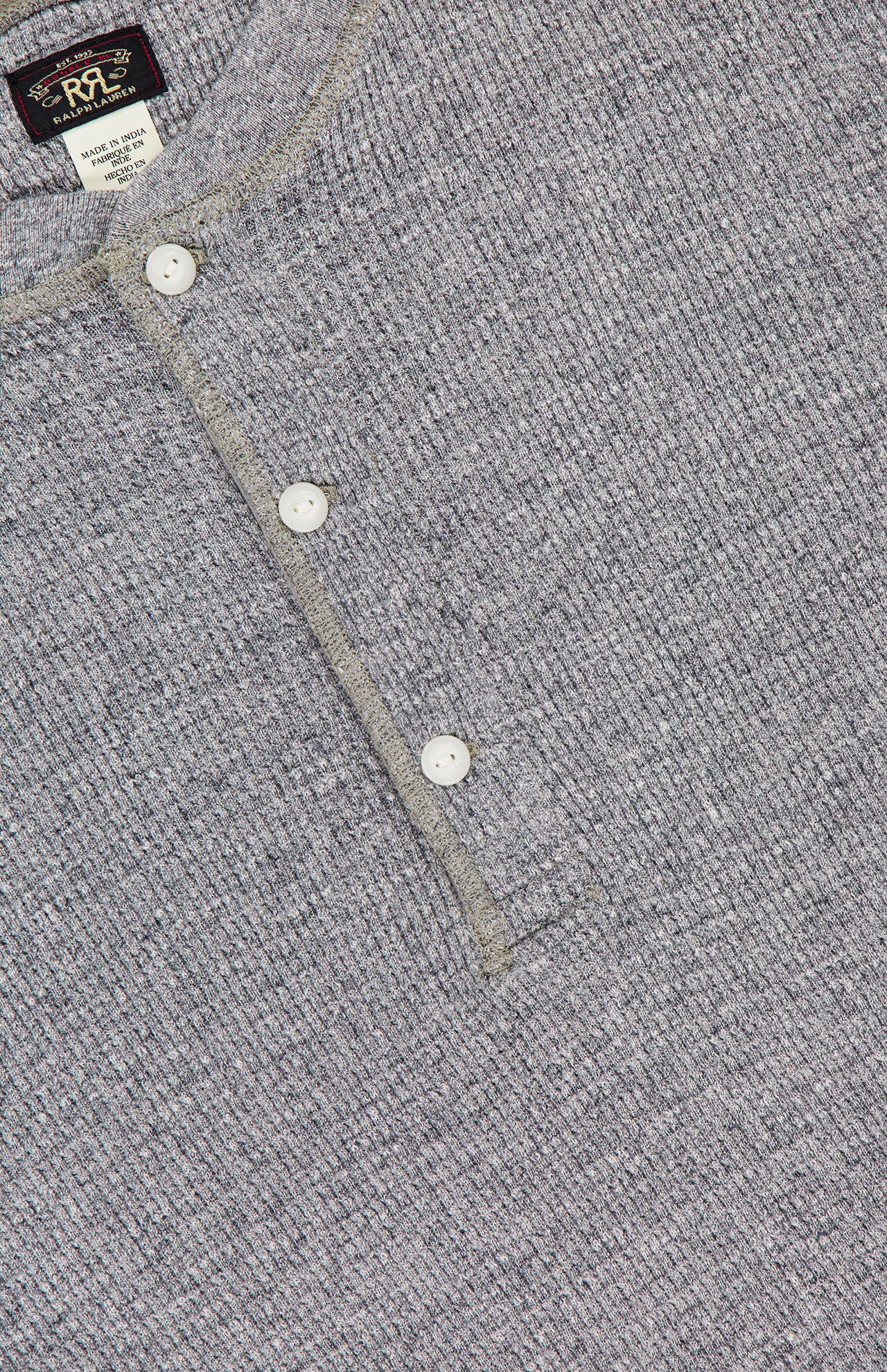 Waffle Knit Long Sleeve Henley T-Shirt (14702943109483)