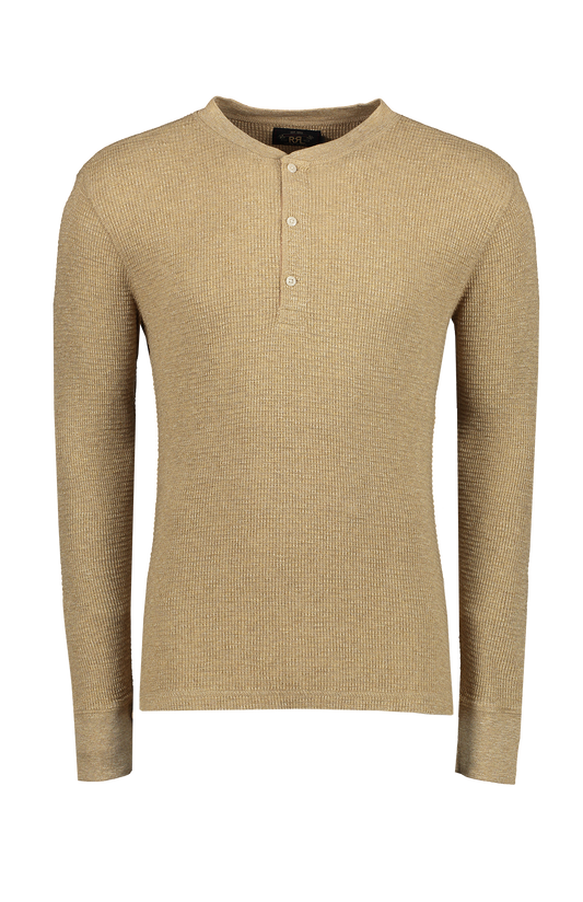 Waffle-Knit Henley Shirt (7182466351219)