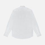 The ROBERT TALBOTT Reynolds Contemporary Cotton Linen Dress Shirt, a business casual white long-sleeve style, is displayed laid flat with the back facing up against a white background.