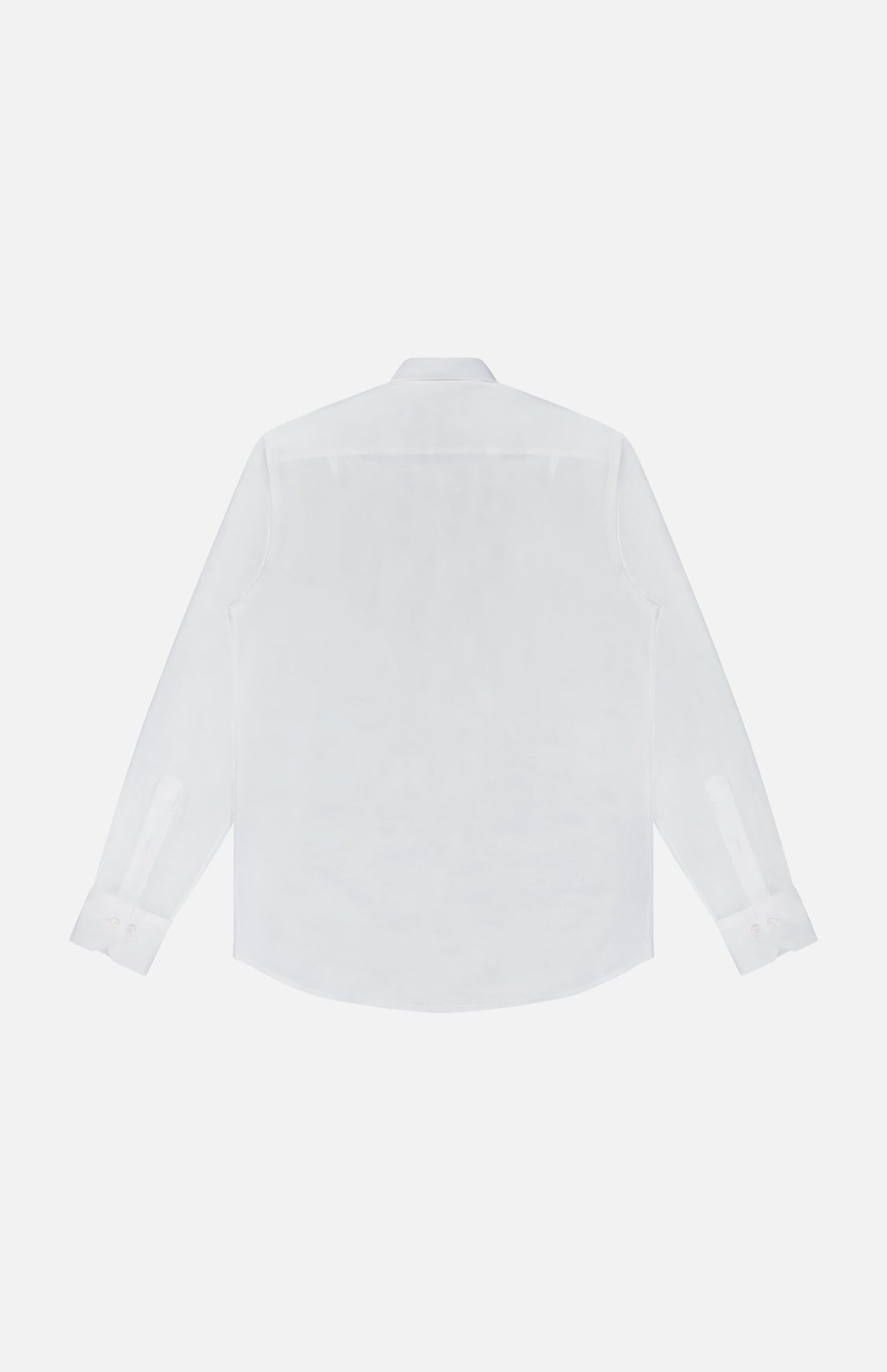 The ROBERT TALBOTT Reynolds Contemporary Cotton Linen Dress Shirt, a business casual white long-sleeve style, is displayed laid flat with the back facing up against a white background.