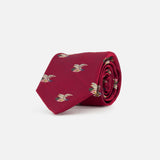 The ROBERT TALBOTT Robert Best Of Class USA Eagle Neck Tie, made in Italy, is shown rolled up on a white background. It features a maroon color with a repeat pattern of small embroidered eagles.